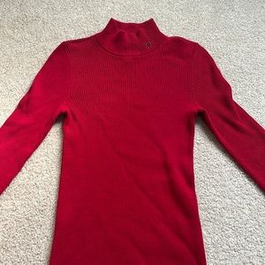 Ralph Lauren Red Turtleneck Knit Sweater